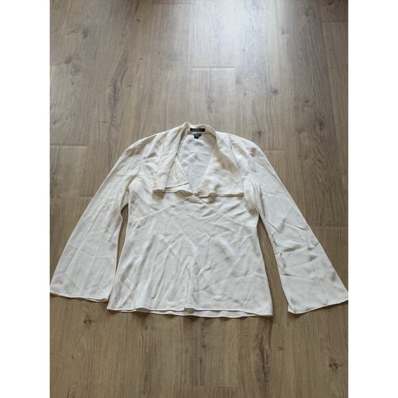 Lauren Ralph Lauren 100% Silk Women's Relaxed Blouse (Cream, Large) - Picture 1 of 6